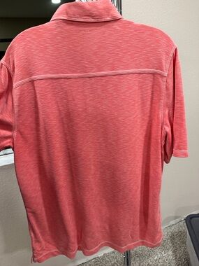 Johnston & Murphy Men’s Vintage Slub Polo – coral pink – Size Medium
